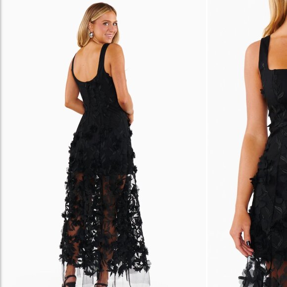 NWOT Show Me Your Mumu Stephanie Dress Black 3D Floral Embroidery wedding formal - Picture 4 of 6